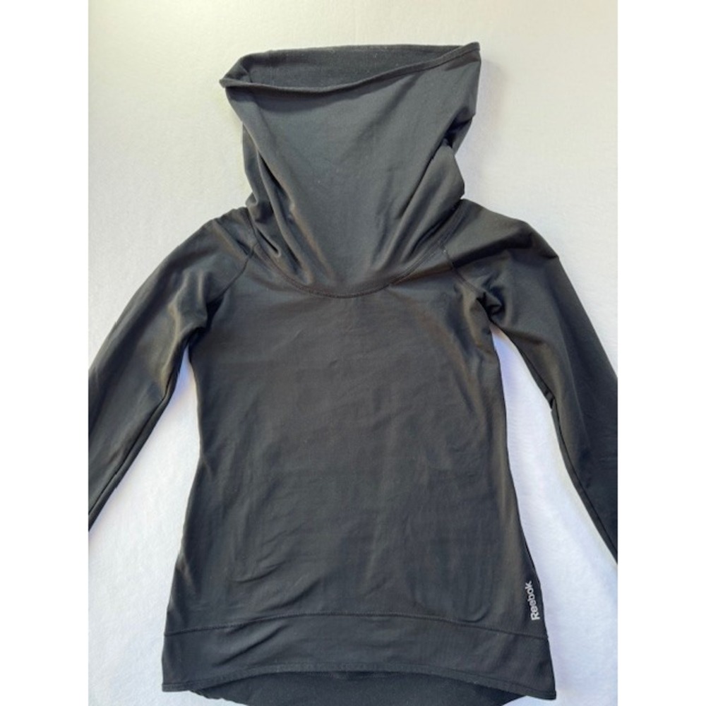Reebok PlayWarm Black Cowl Neck Thumbhole Long Sleeve Athletic‎ Top Women's - Picture 7 of 14